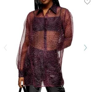TOPSHOP Long sleeve transparent blouse top
